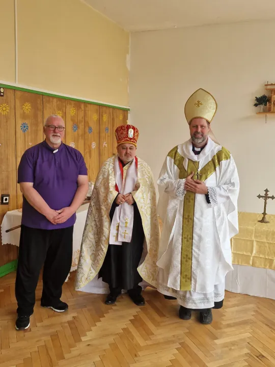 Bishop Ashley R. Deutschmann with clergy at his episcopal consecration
