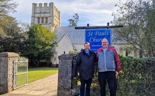 Bishop Ashley Deutschmann with Father Rodger Norman at St Paul's Church, Komga, South Africa