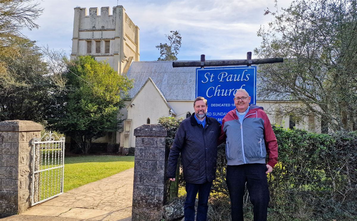 Bishop Ashley Deutschmann with Father Rodger Norman at St Paul's Church, Komga, South Africa